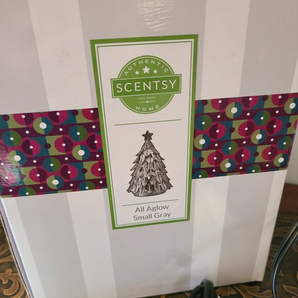 CHRISTMAS TREE WARMER SCENTSY ALL AGLOW Grey SMALL Metal Pine Tree Winter 9” - Picture 2 of 7